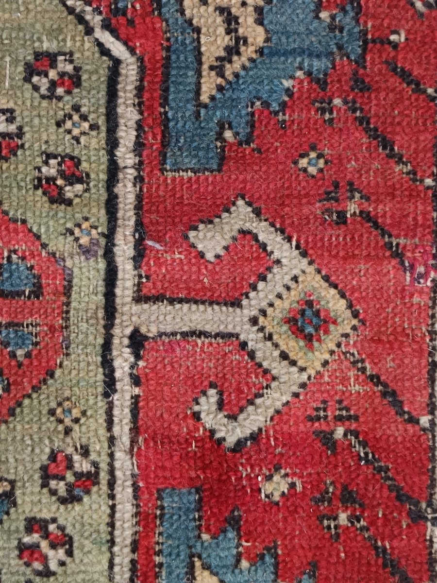 Petit tapis caucasien ancien Kazak ? XIXe siècle – décor géométrique, belle patine-photo-4