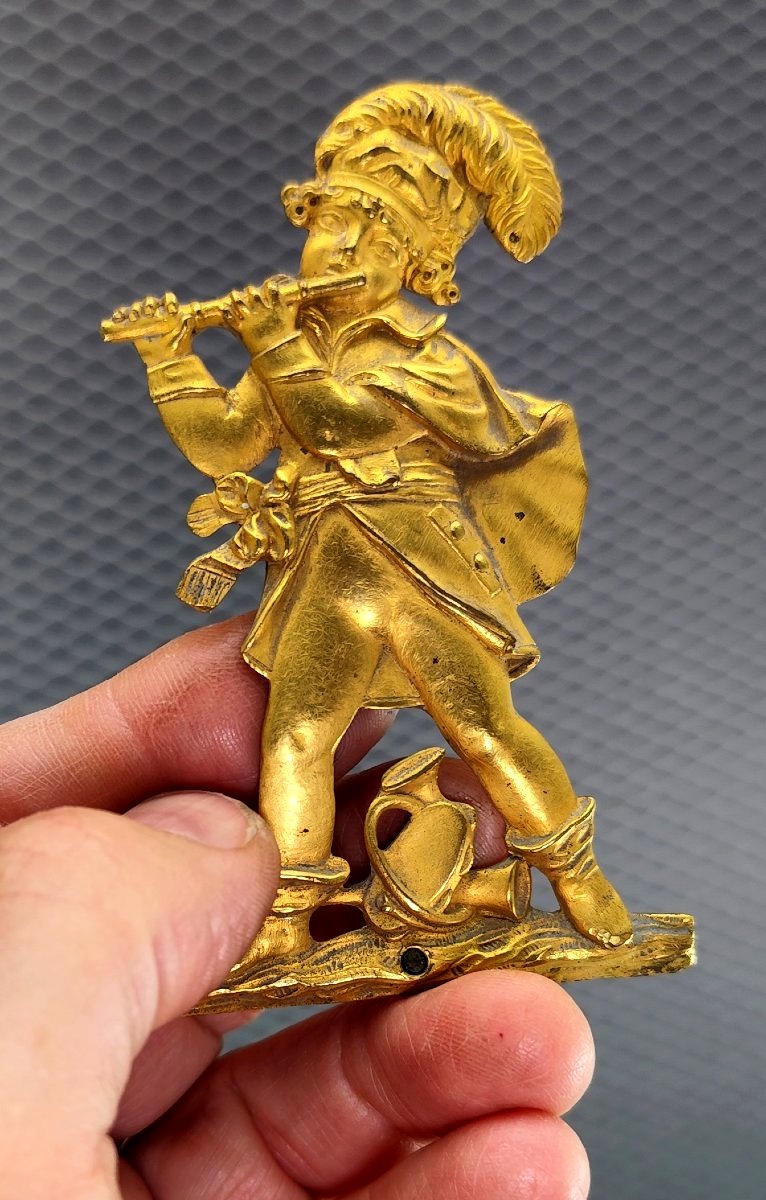 Paire de bronzes dorés au mercure – Enfants musiciens – Époque Charles X-photo-1