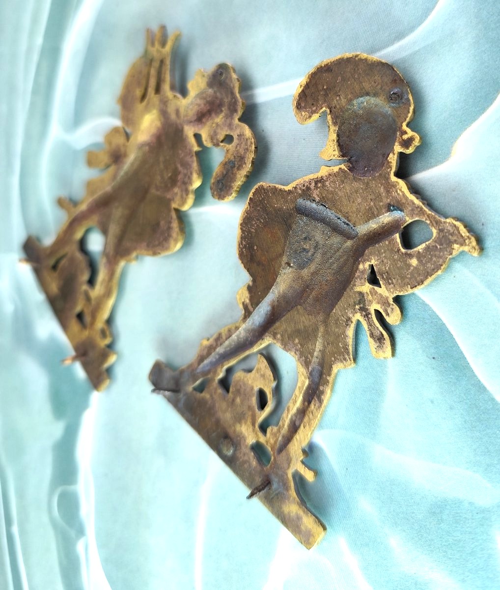 Paire de bronzes dorés au mercure – Enfants musiciens – Époque Charles X-photo-2