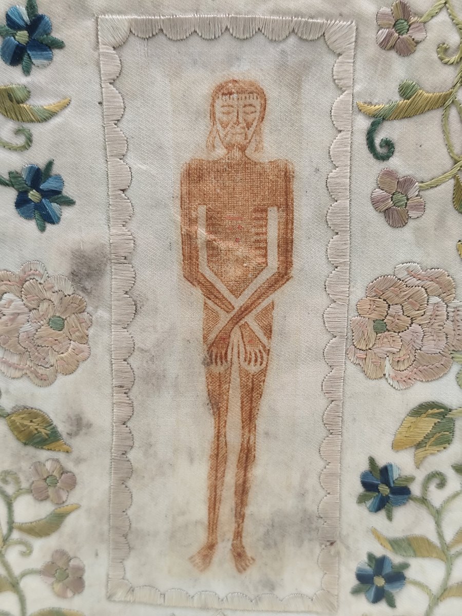 Travail Monastique du 19e siècle: Saint Suaire brodé-photo-2