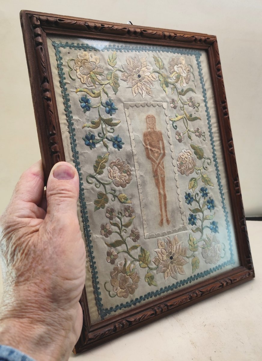 Travail Monastique du 19e siècle: Saint Suaire brodé-photo-1