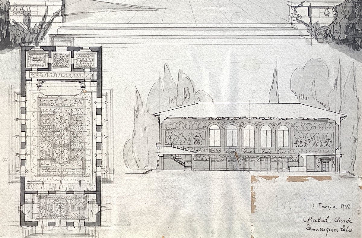 Deux dessins d’architecte (Beaux Arts), signature et références, 1928-photo-4