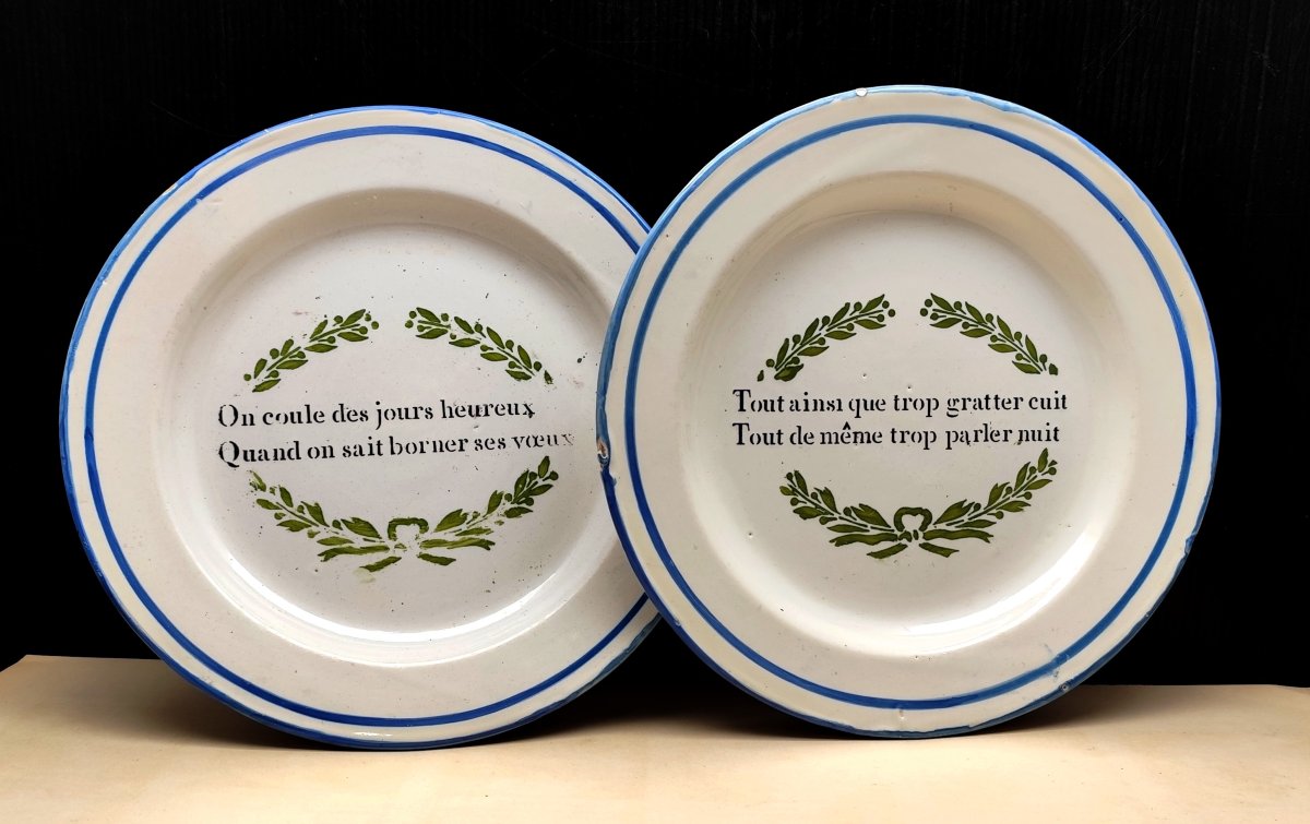 For Lovers Of Beautiful Proverbs: A Pair Of Philosophical Plates, 1820