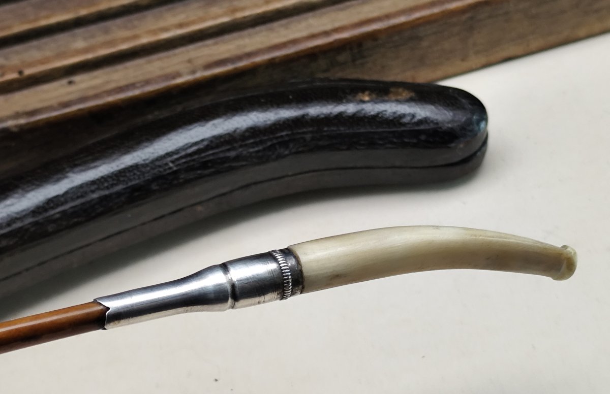 19th-century Long Pipe – “eagle’s Talons And Egg” Meerschaum Bowl With Original Case-photo-6