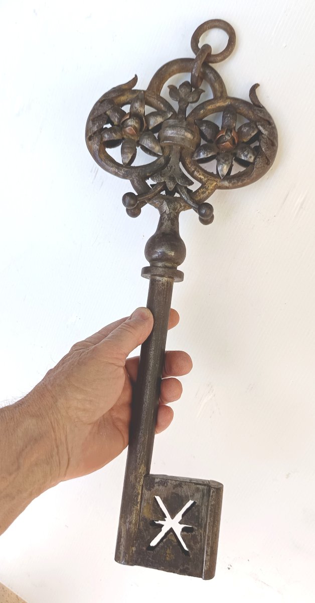 Locksmith Trade Sign Key, 45 Cm, Forged, Nuremberg, 18th–19th Century.-photo-4