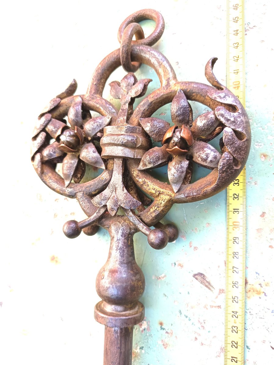 Locksmith Trade Sign Key, 45 Cm, Forged, Nuremberg, 18th–19th Century.-photo-4