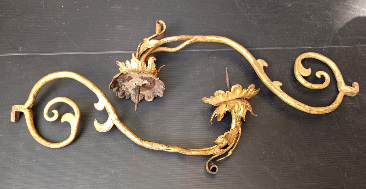 Two Gilded Wrought-iron Candlesticks, Italian Baroque Period, 17th–18th Centuries-photo-2