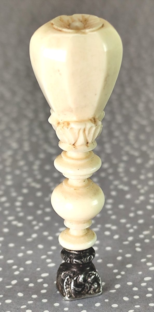 Minuscula: A Tiny Wax Seal, Silver And Bone Featuring A Poppy Flower