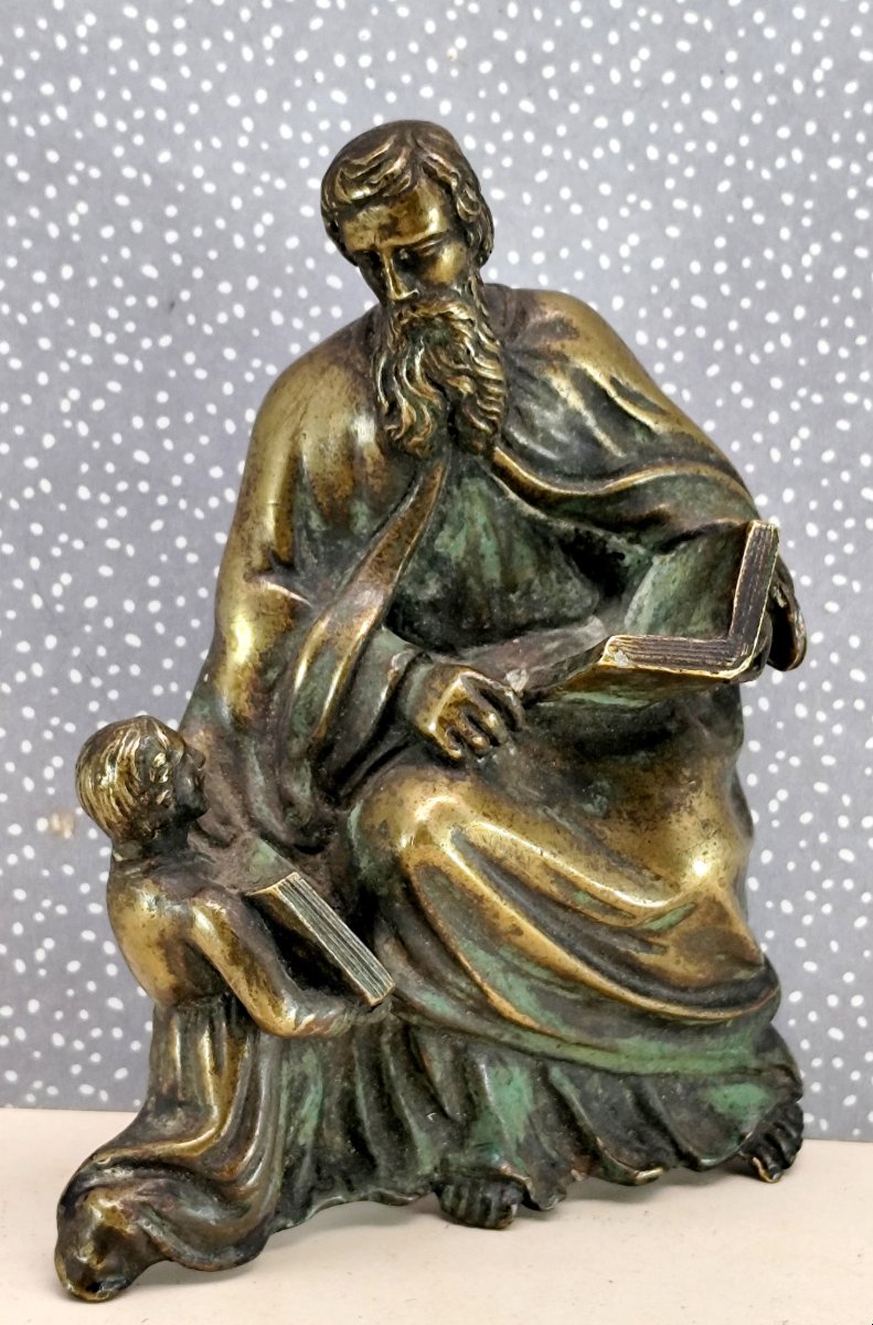 Beau bronze d’applique, Allégorie de l’éducation,  style Haute époque, 19e siècle-photo-2