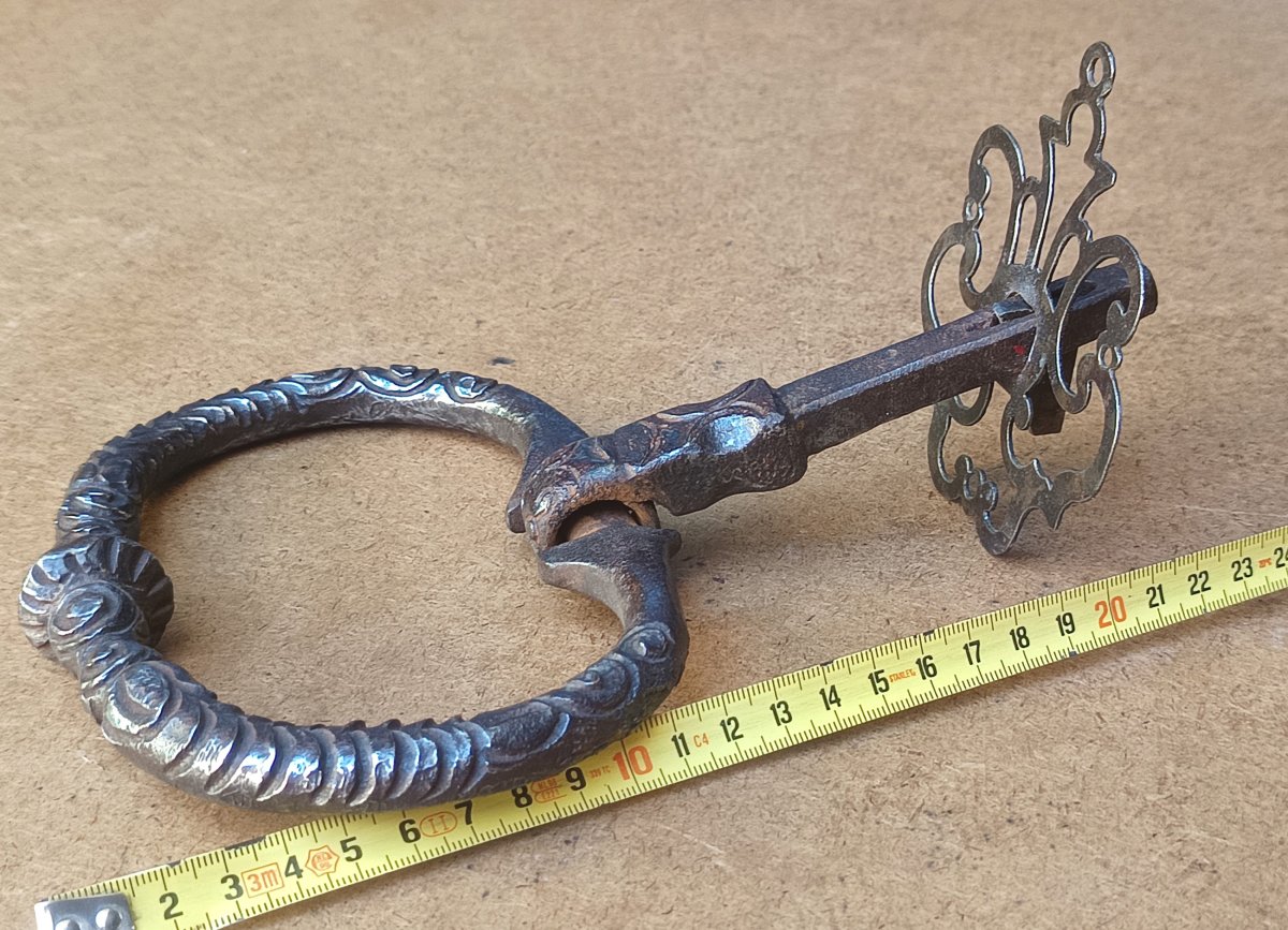 Marteau de porte à Tire-Langue, fer forgé gravé, époque Louis XV-photo-4
