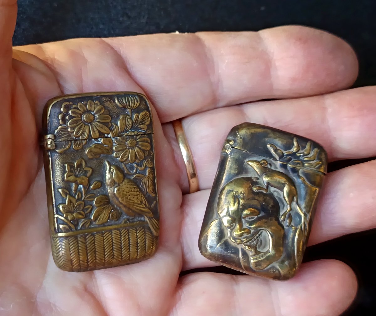 Deux boites d’allumettes  Japonisantes, fin 19e siècle, pyrogènes-photo-1