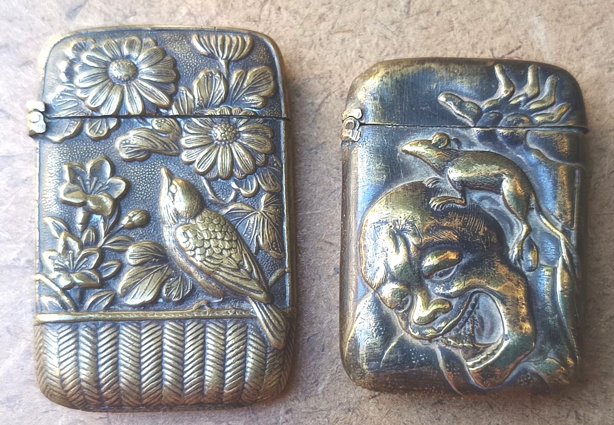 Deux boites d’allumettes  Japonisantes, fin 19e siècle, pyrogènes
