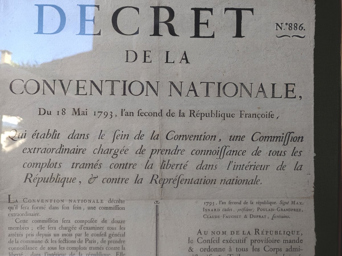 Revolutionary Decree 1793, Beginning Of “reign Of Terror,” Authentic, Under Glass-photo-2