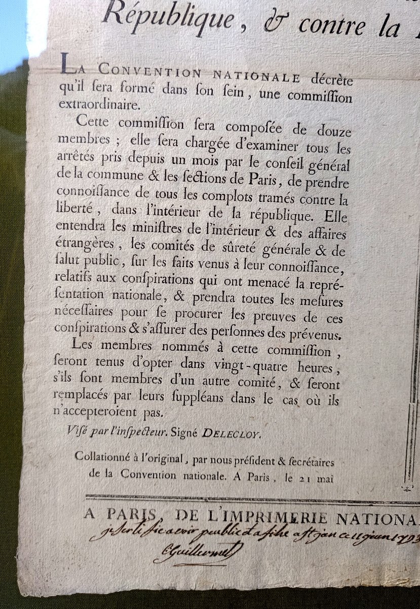 Revolutionary Decree 1793, Beginning Of “reign Of Terror,” Authentic, Under Glass-photo-4