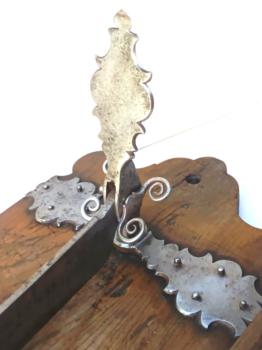 Huge Bread Knife, Solid Elm And Cut Wrought Iron, 18th Century,-photo-3