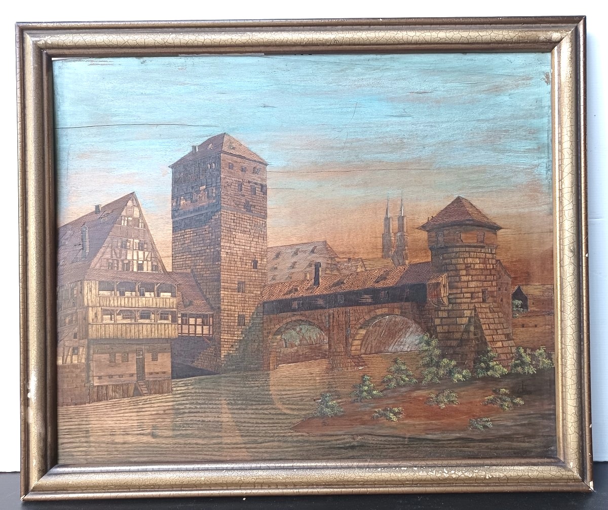 Micro-Marqueterie de Joh. Adelhard, Le Vieux Nuremberg, plus de 2000 pièces de bois