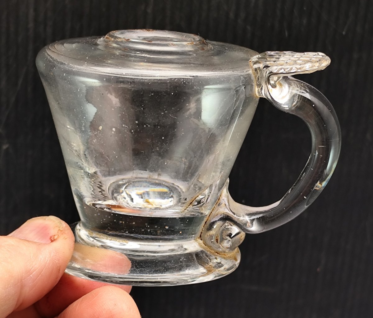 Deux Lampeta provençales, mini lampes à huile en verre soufflé,18-19e-photo-1