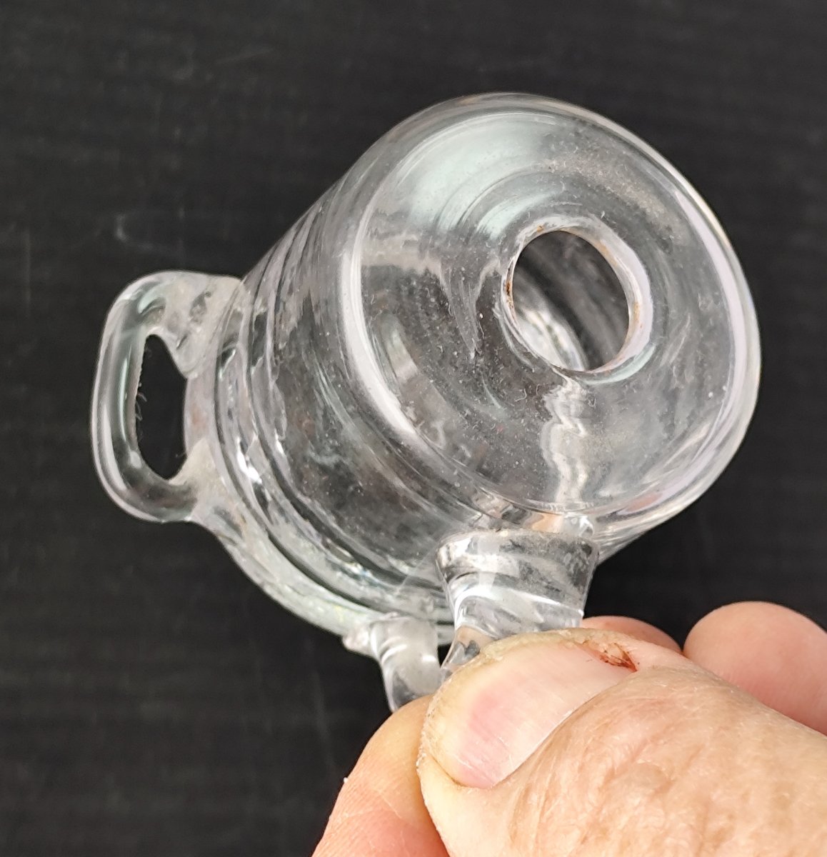 Deux Lampeta provençales, mini lampes à huile en verre soufflé,18-19e-photo-2