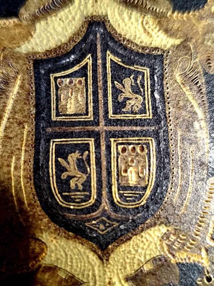 acier damasquiné Tolède,  grandes armes de Charles Quint roi d’Espagne, Zuloaga ?-photo-1