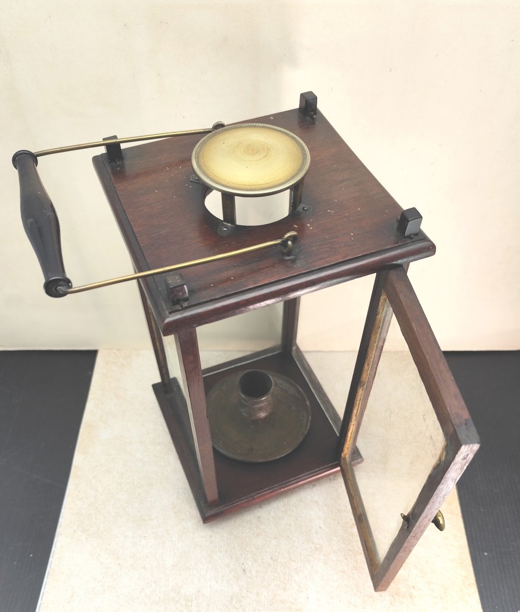 Jolie lanterne translucide, ébénisterie d’acajou, 19e siècle-photo-4