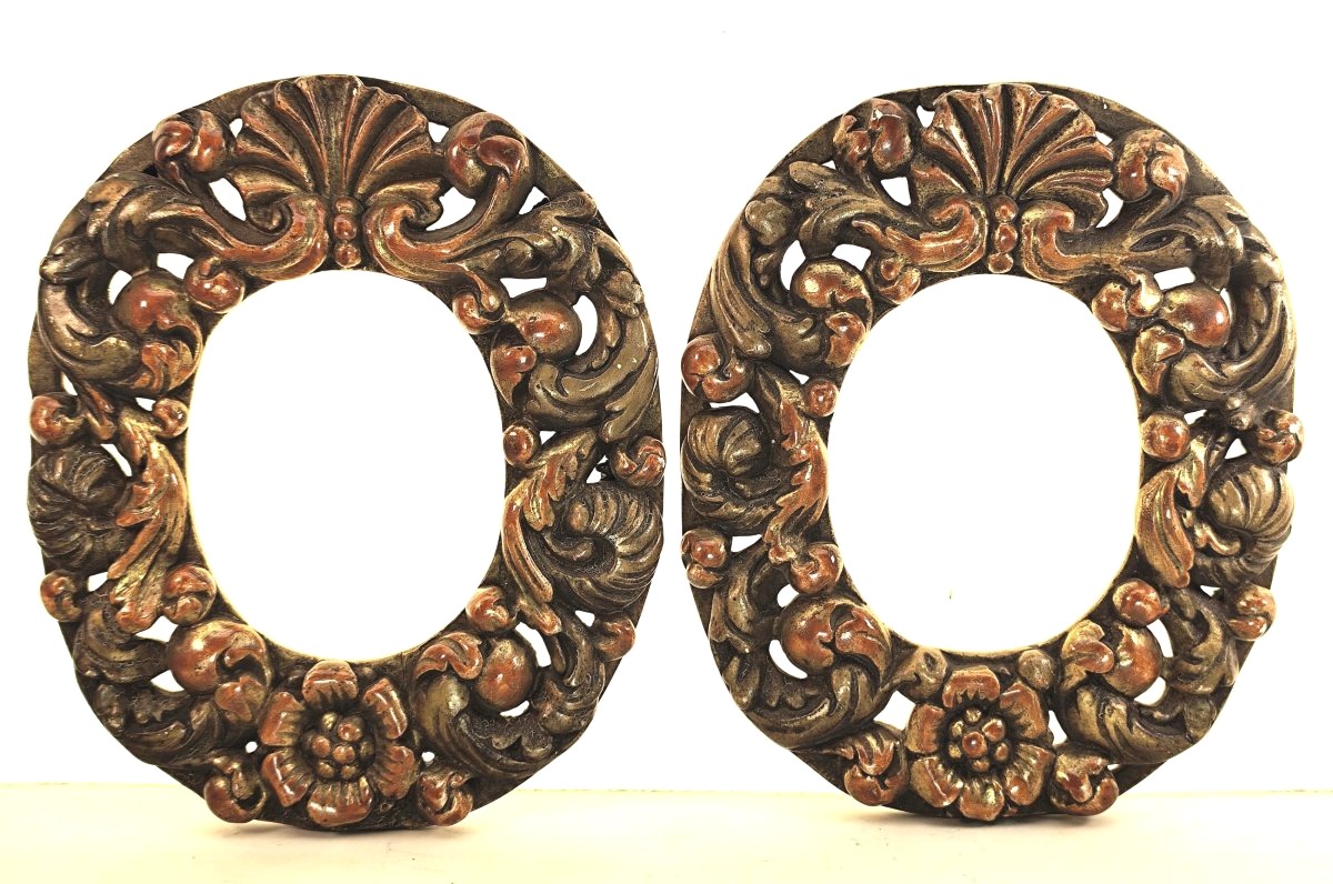 Paire de petits cadres ajourés de style baroque, Italie, XVIIIe–XIXe siècle