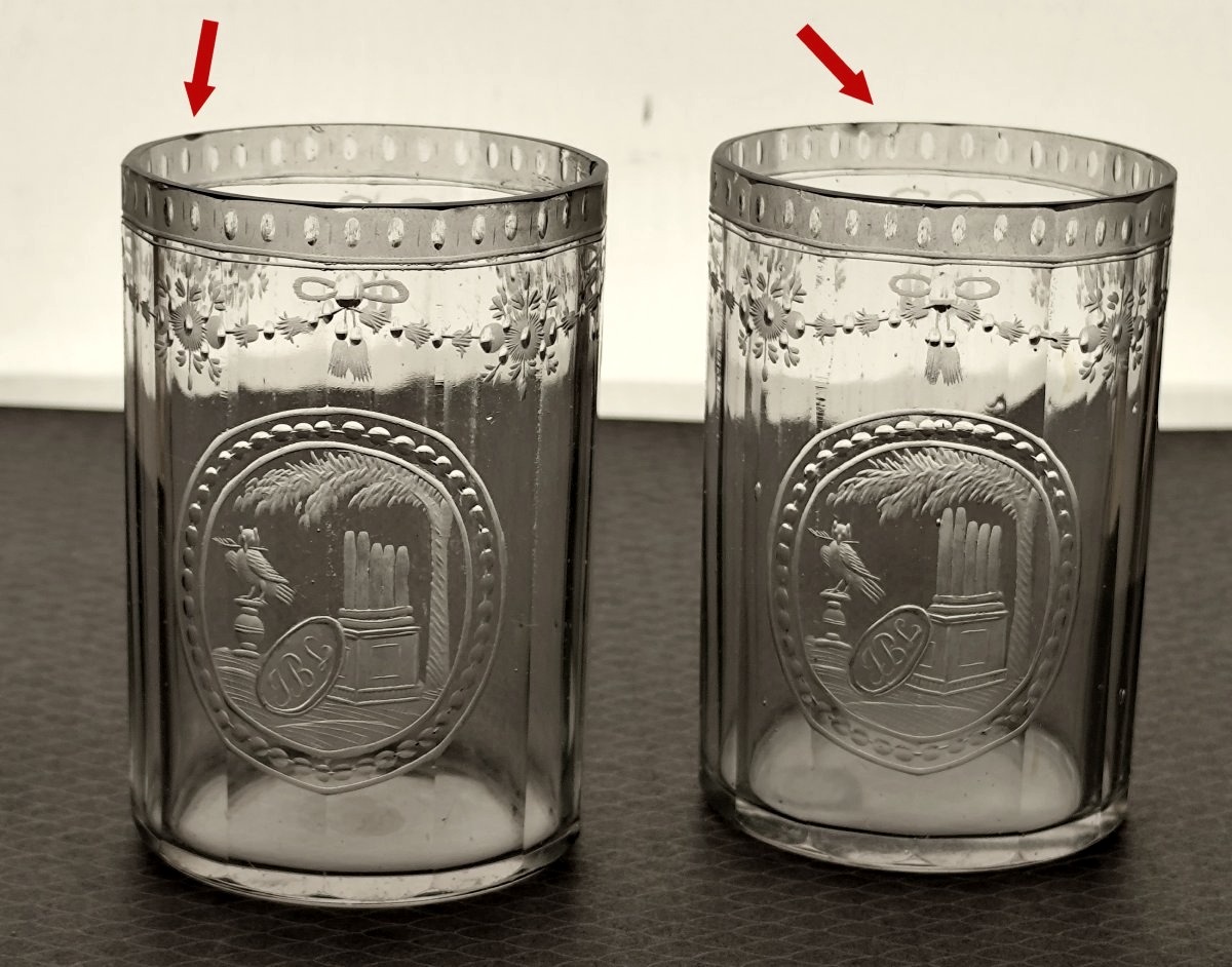  Writer Of Memories: Pair Of Engraved Glasses, Directoire Period: -photo-4