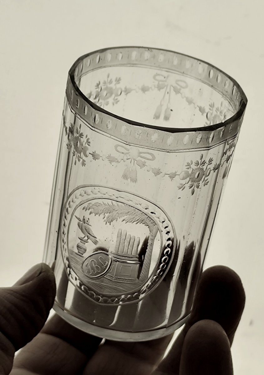  Writer Of Memories: Pair Of Engraved Glasses, Directoire Period: -photo-2