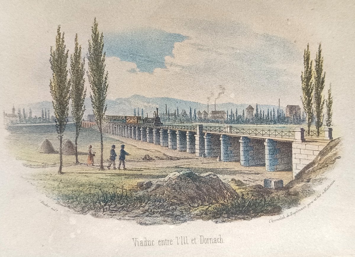 Eastern Railroads, 4 Color Engravings, 1850s, Engelmann & Huber.-photo-2