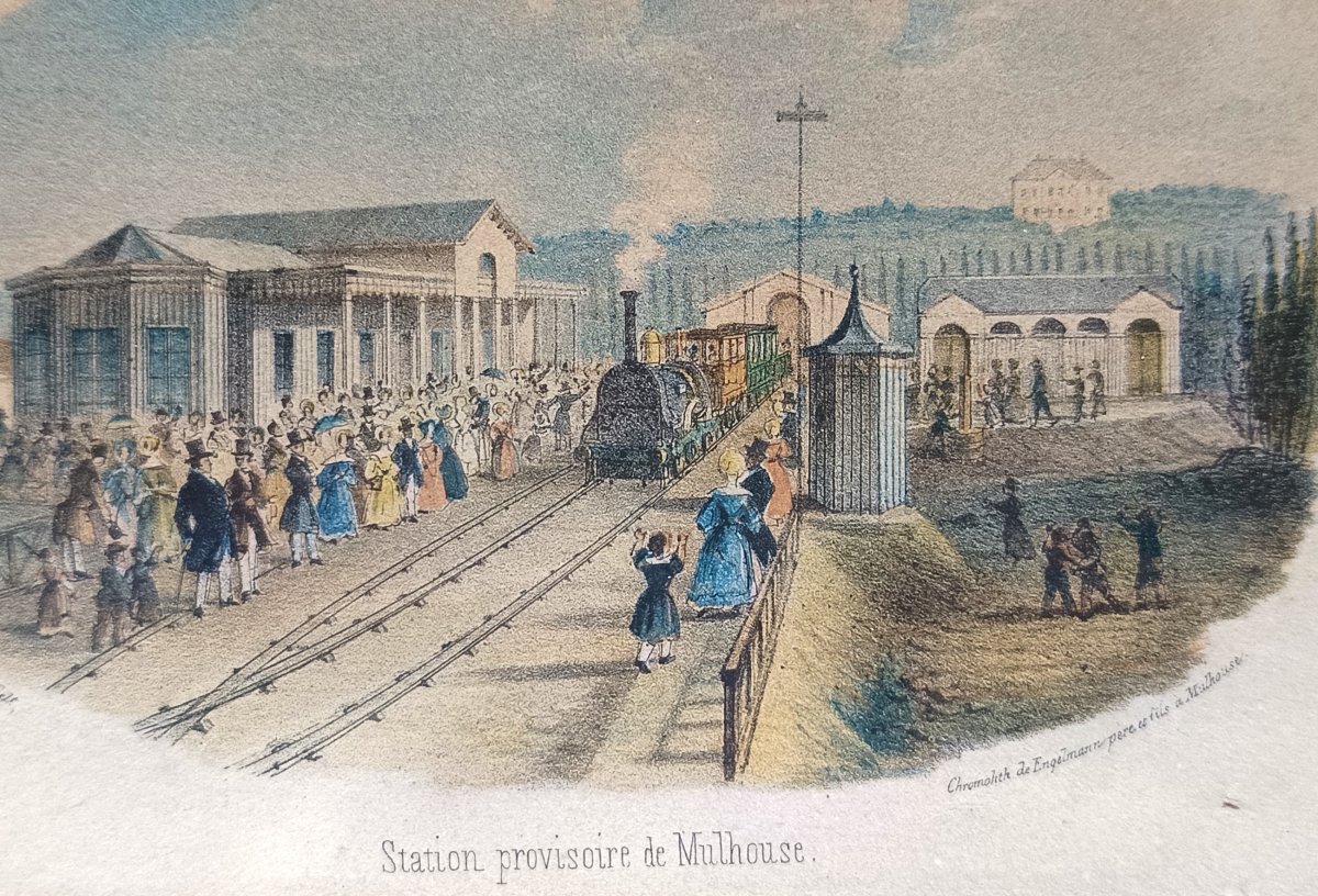Eastern Railroads, 4 Color Engravings, 1850s, Engelmann & Huber.-photo-3