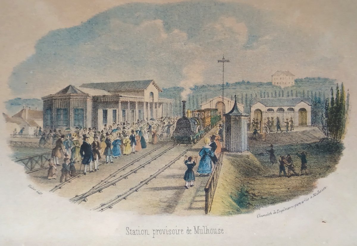 Eastern Railroads, 4 Color Engravings, 1850s, Engelmann & Huber.-photo-4