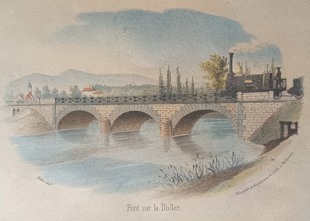 Eastern Railroads, 4 Color Engravings, 1850s, Engelmann & Huber.-photo-1