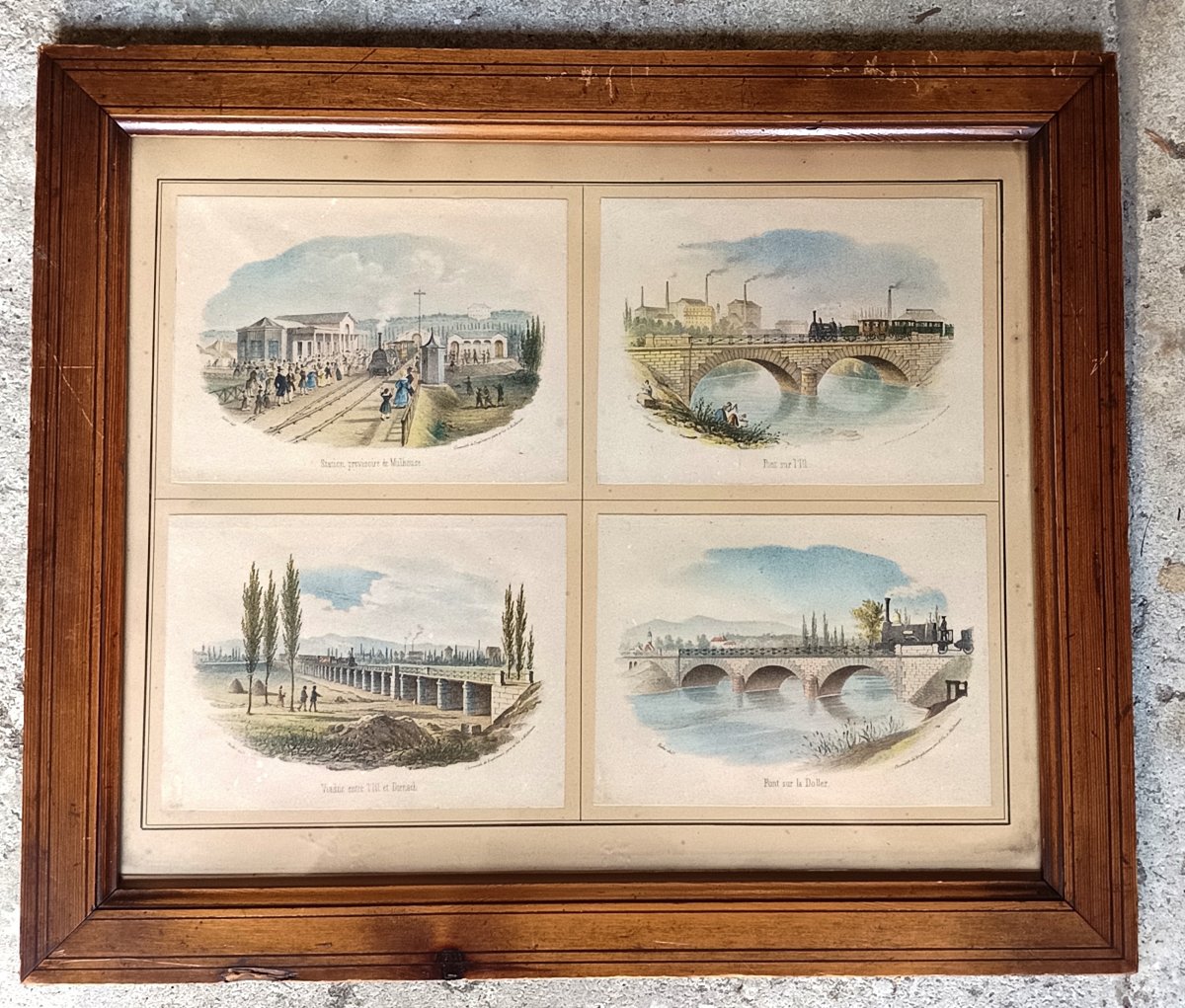 Eastern Railroads, 4 Color Engravings, 1850s, Engelmann & Huber.