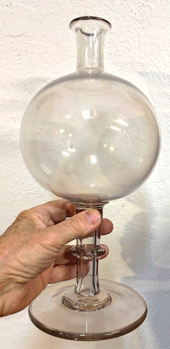 Large Lace-maker's Magnifying Glass, Blown Glass, 18th-century Provence, Good Condition -photo-3