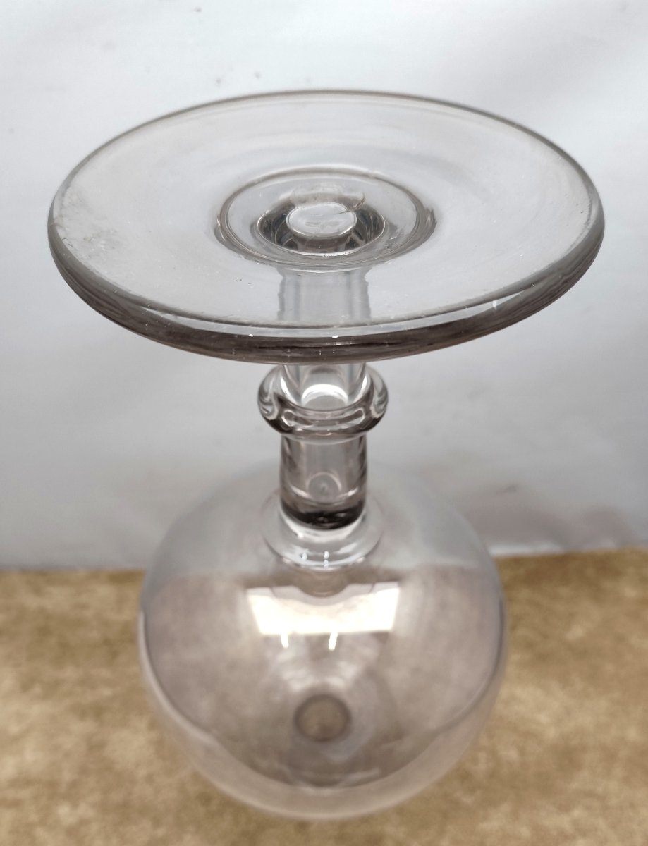 Large Lace-maker's Magnifying Glass, Blown Glass, 18th-century Provence, Good Condition -photo-1