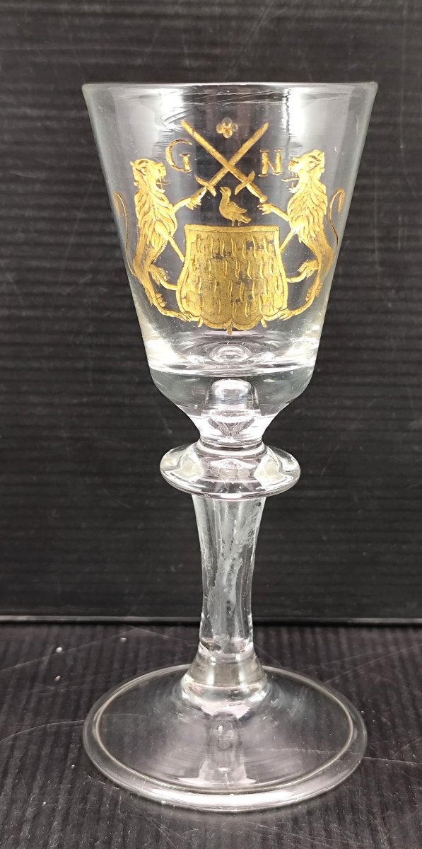 Beautiful  18th-century Heraldic Wine Glass, Northern Europe.