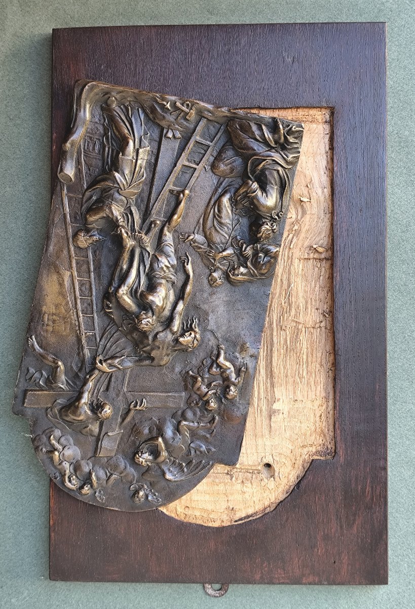 Descent From Cross, Bronze Plaque With Beautiful Relief, 18th Or 19th Century, 29 Cm-photo-3