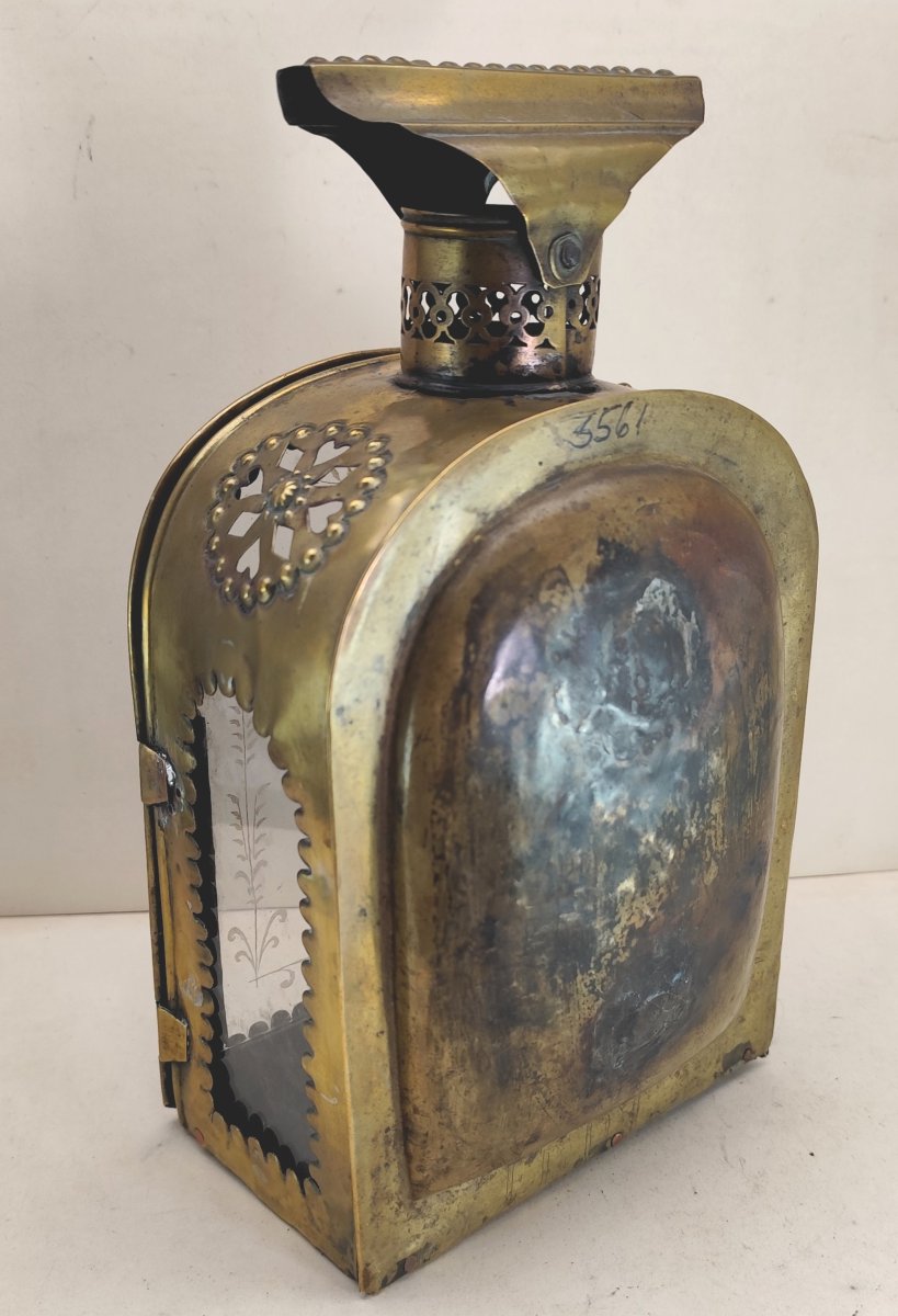 Openwork Lantern With Engraved Glass From An Antique Collection, 18th–19th Century-photo-2