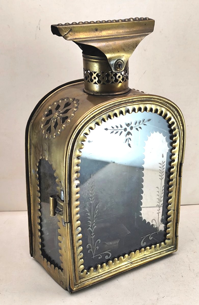 Openwork Lantern With Engraved Glass From An Antique Collection, 18th–19th Century