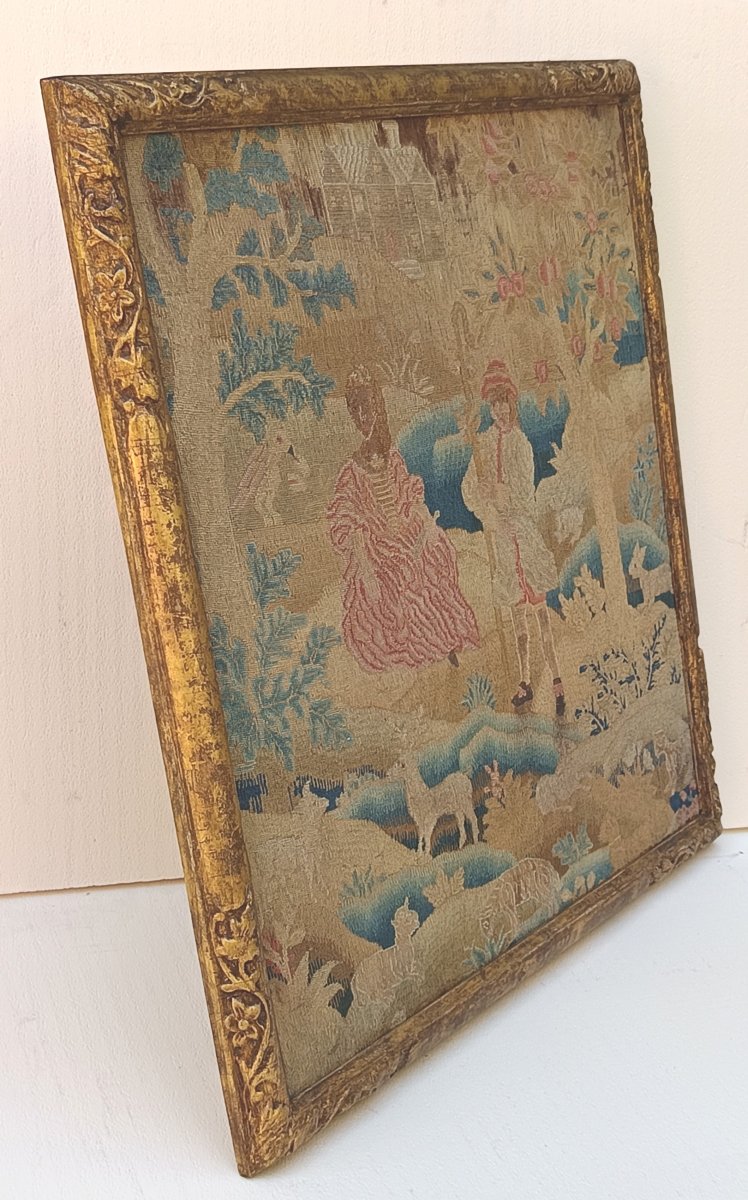 Needlework Picture: 17th-century English Embroidery, Charming And Rustic-photo-2