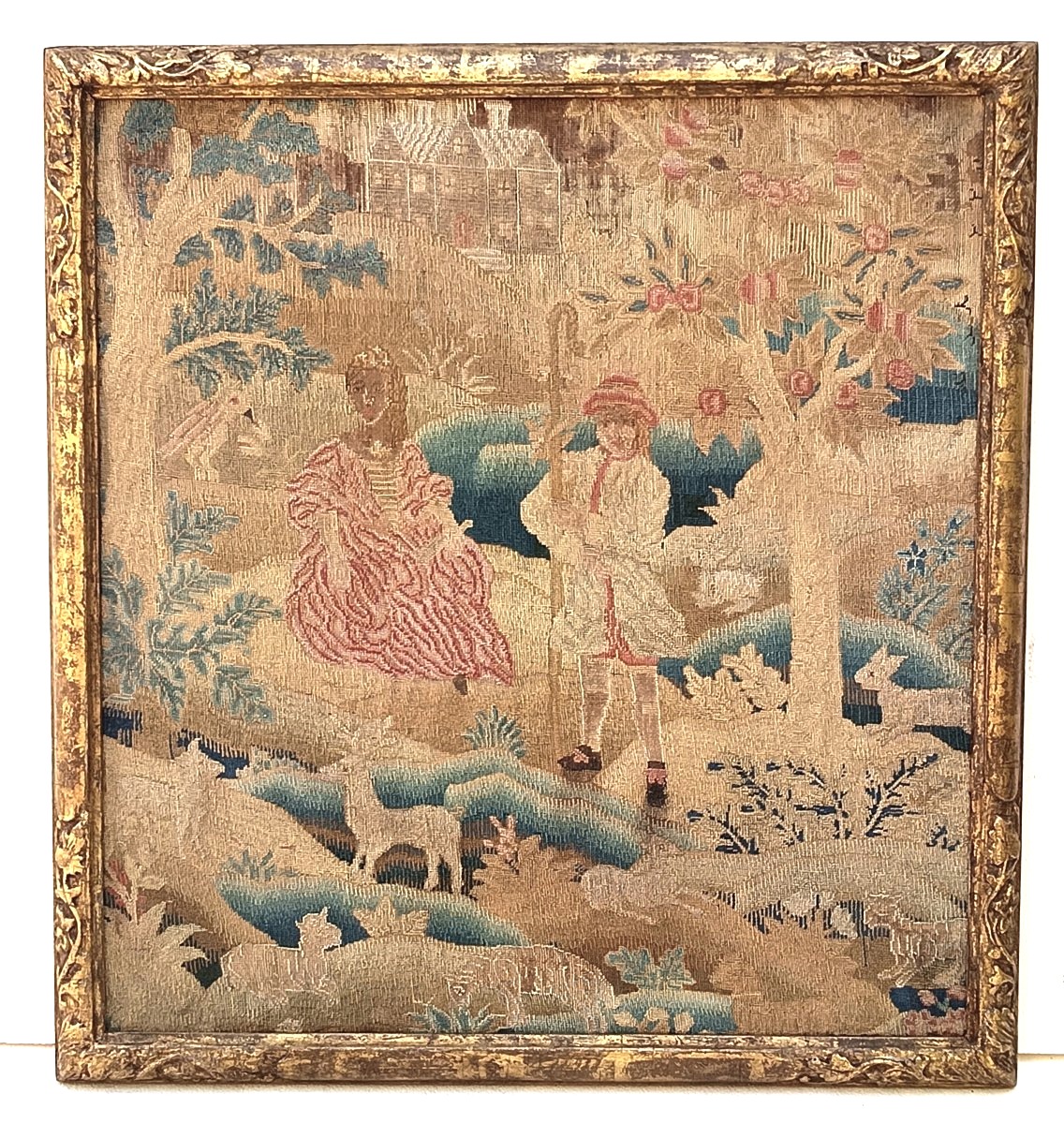 Needlework Picture: 17th-century English Embroidery, Charming And Rustic