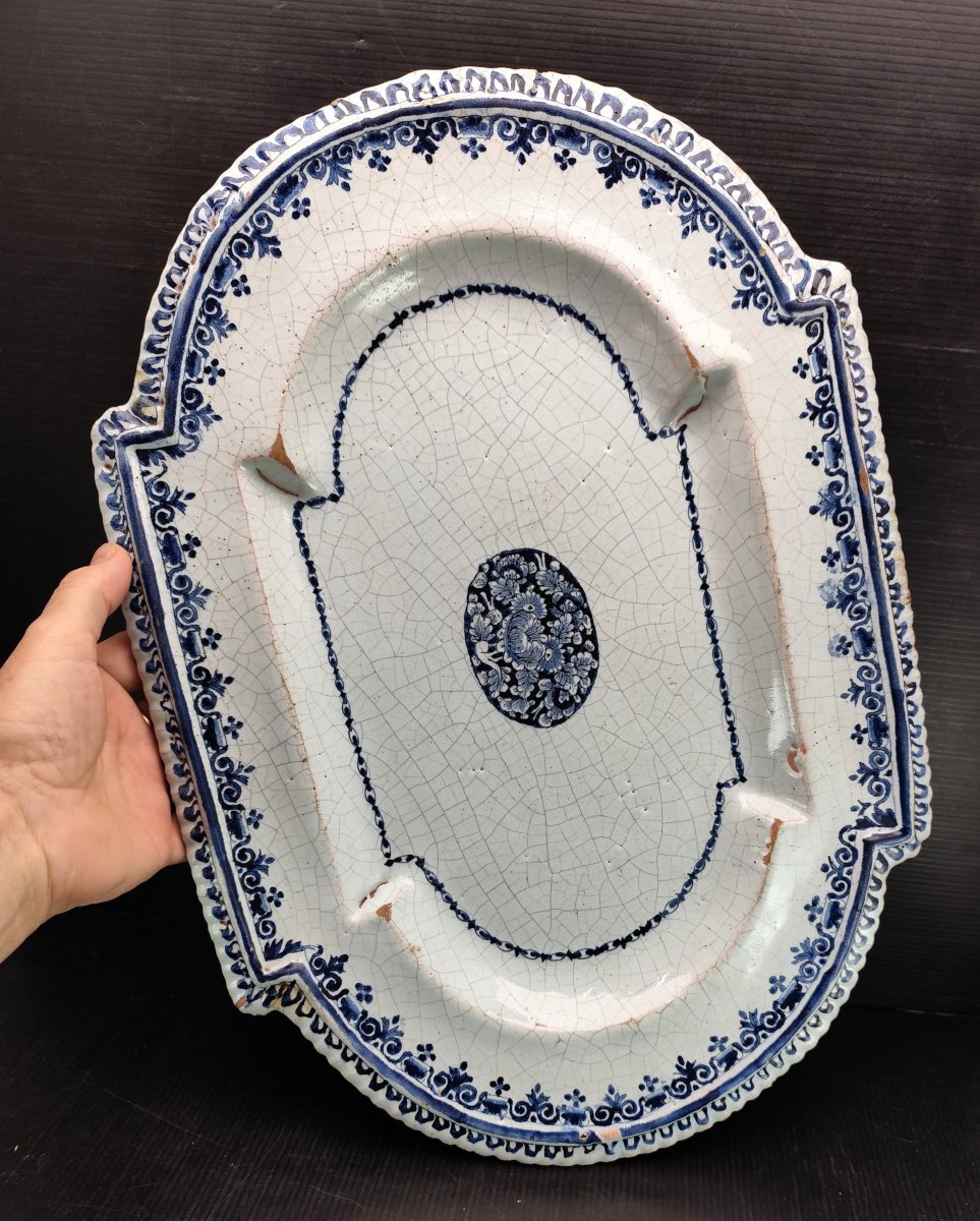 Beautiful Ceremonial Dish , Provincial Earthenware (nîmes?), Louis XIV Period-photo-3
