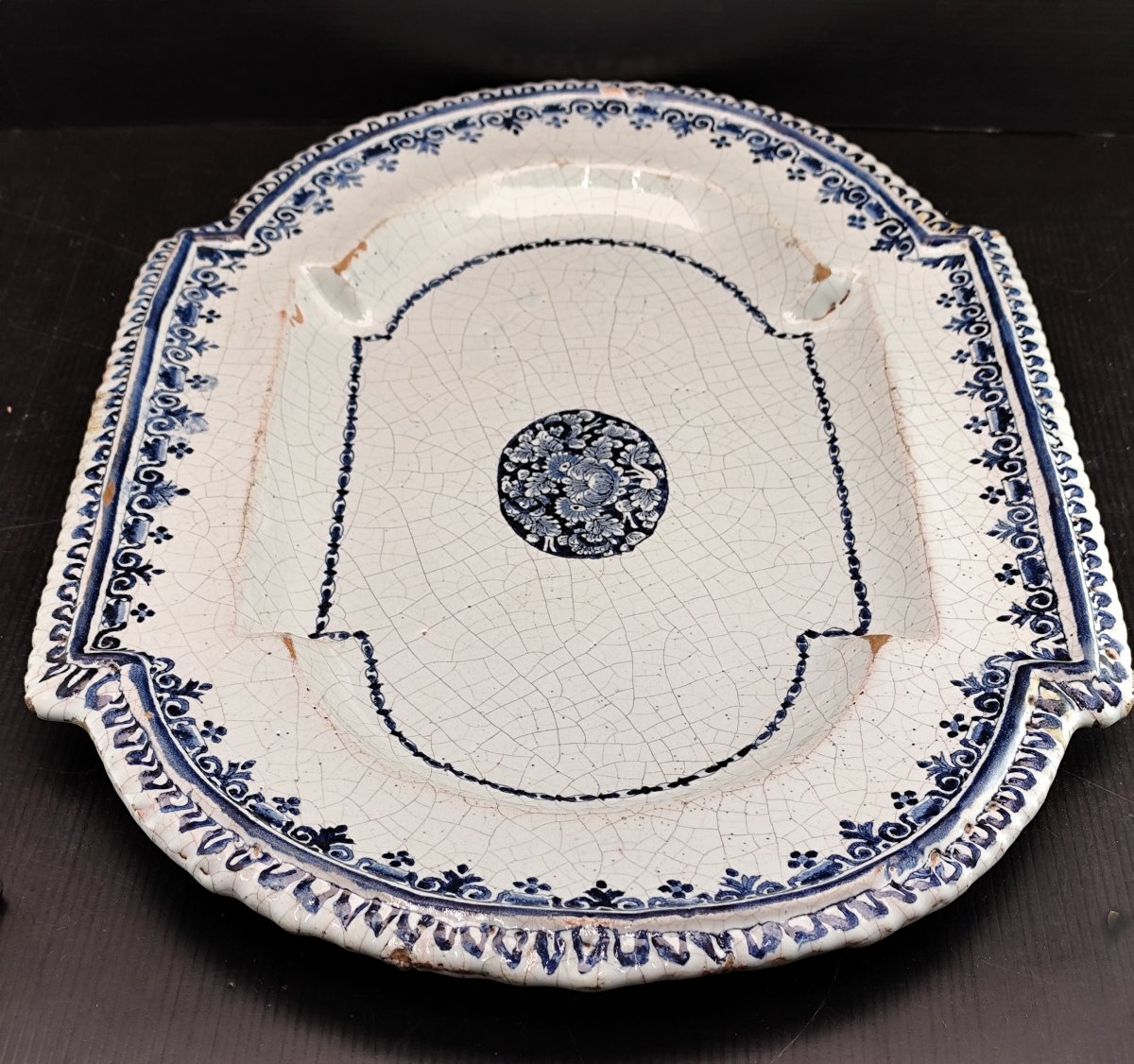 Beautiful Ceremonial Dish , Provincial Earthenware (nîmes?), Louis XIV Period-photo-2
