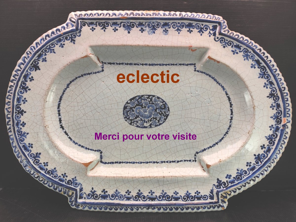 Beautiful Ceremonial Dish , Provincial Earthenware (nîmes?), Louis XIV Period-photo-4