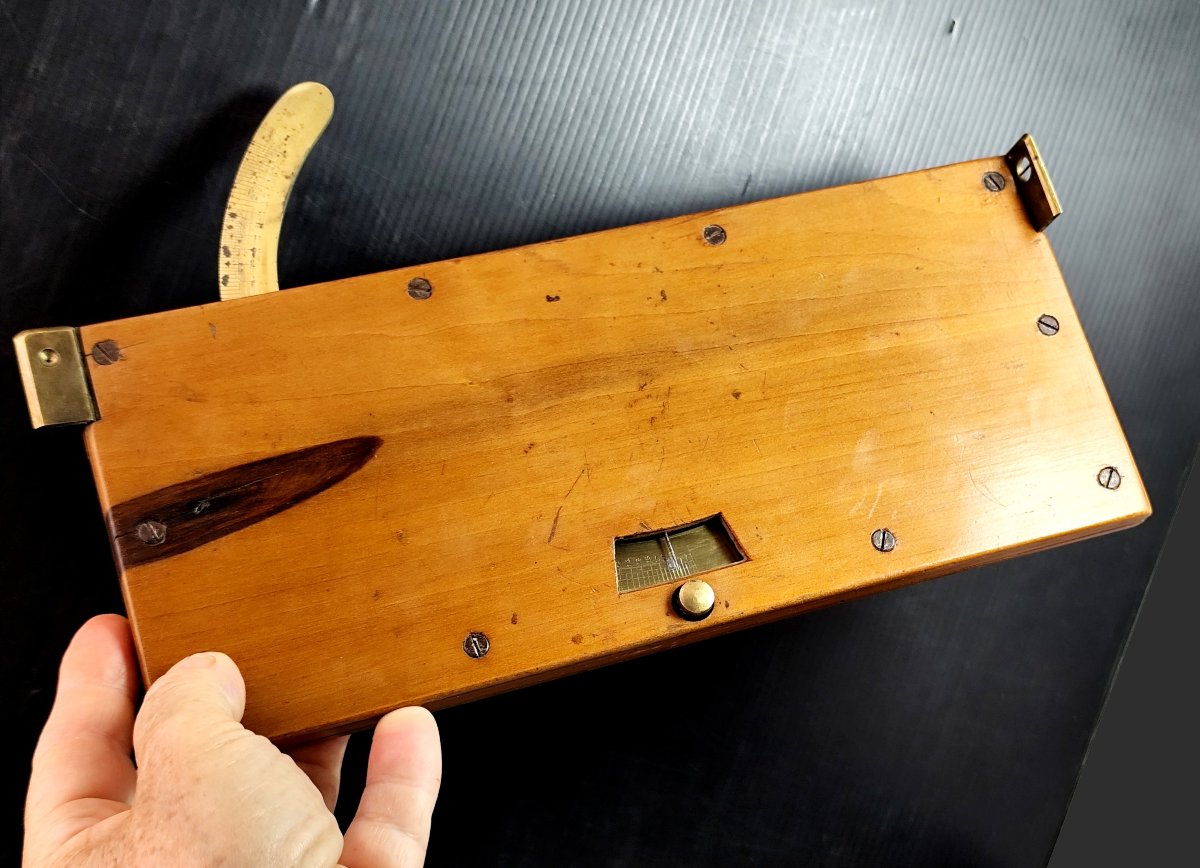 Curious Sector Clinometer, Fine Wood, Artillery, Topography, 19th Century.-photo-2