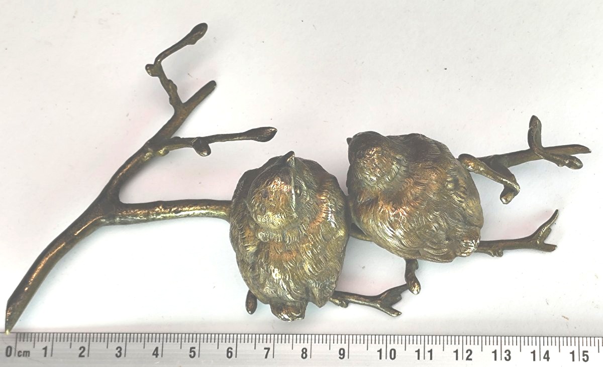 Petits moineaux blottis, bronze de Vienne animalier vers 1900, -photo-1