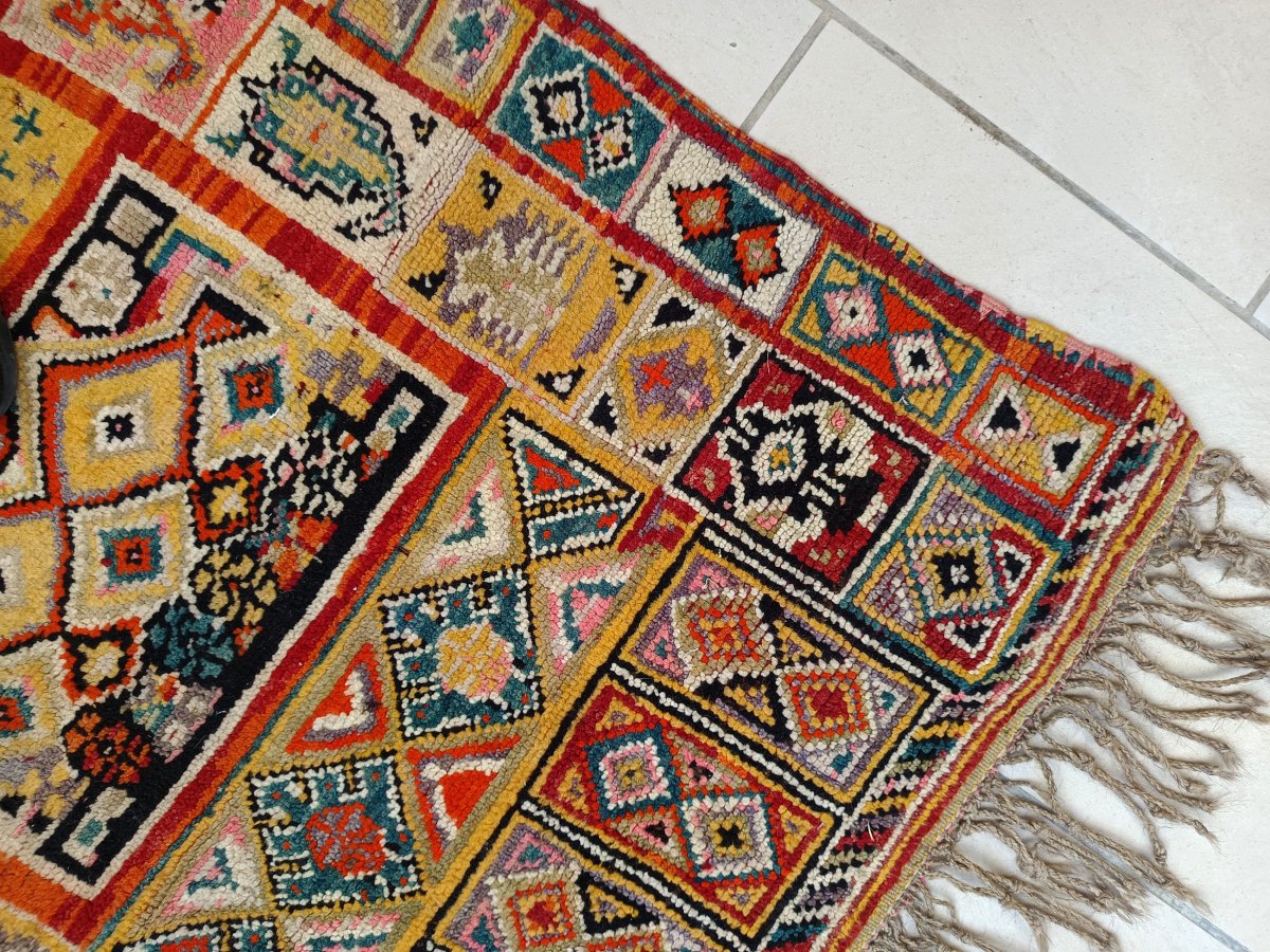 Portière-tapis ancien d’Anatolie, un Melas villageois aux puissantes couleurs-photo-2