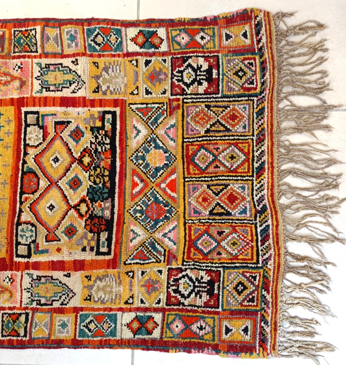Portière-tapis ancien d’Anatolie, un Melas villageois aux puissantes couleurs-photo-2