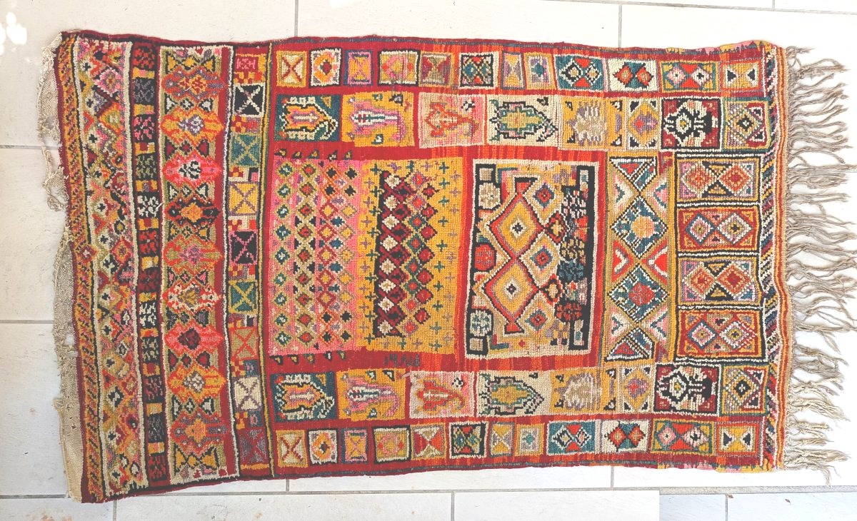 Portière-tapis ancien d’Anatolie, un Melas villageois aux puissantes couleurs