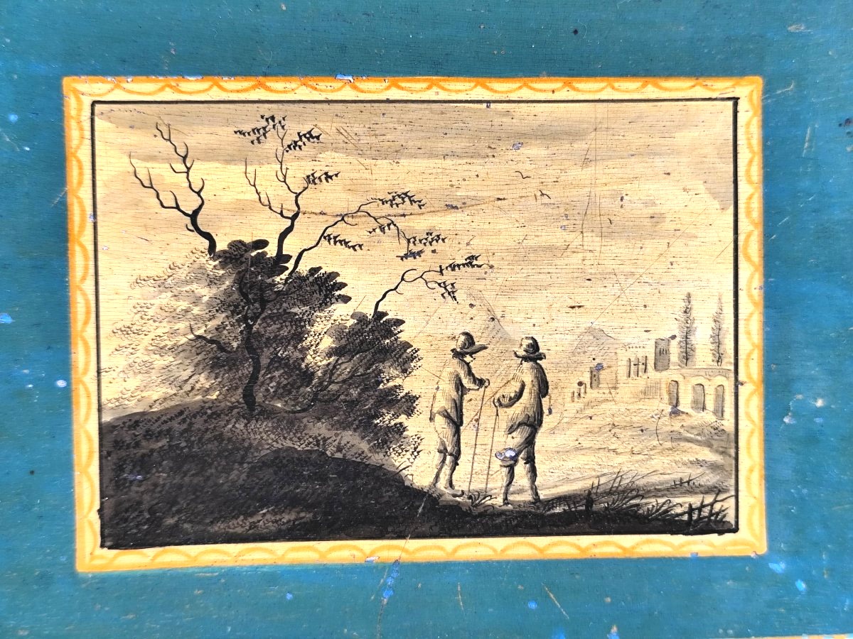 Boîte à jeux joliment  laquée en camaïeu, SPA, Belgique, fin XVIIIe, état remarquable-photo-1
