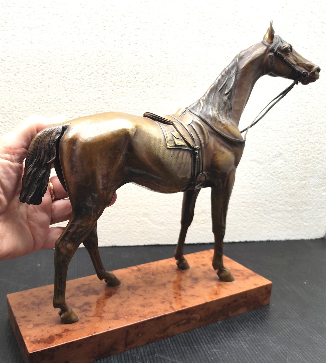 Large Bronze Riding Horse From Vienna, Patinated And Marked, Late 19th Century. In Excellent Condition.-photo-5